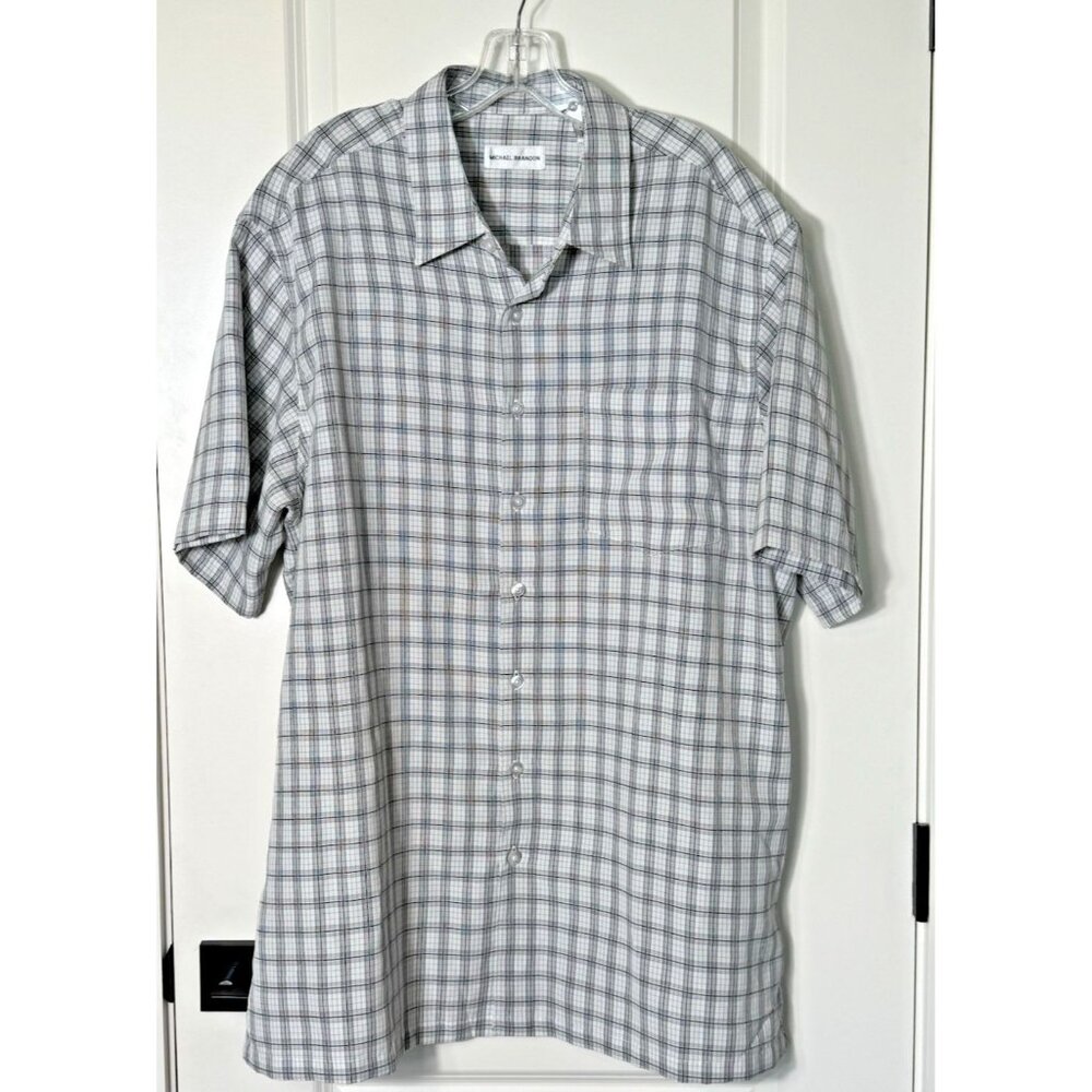 Michael Brandon Mens 1XLT‎ Plaid Short Sleeve Button Up Shirt Casual Lightweight